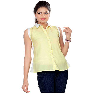 soie casual sleeveless women top (light yellow, rose pink)